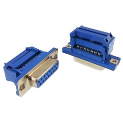 Kablolar - 15 Pin Dişi Flat Kablo İçin Sıkıştırmalı D-Sub Konnektör