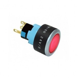 16-22mm 24V Kırmızı LED Kalıcı Anahtar 1NO/1NC - Thumbnail