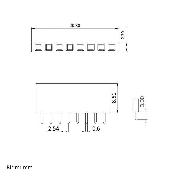 1x8 Pin Dişi Header - Yeşil - 2