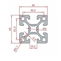 40x40 Ağır Sigma Profil-Kanal 10 - 1 Metre - Thumbnail