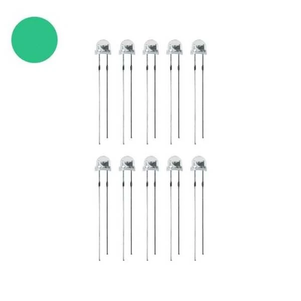 4.8mm Şeffaf Yeşil Mantar Led - 10 Adet - 1