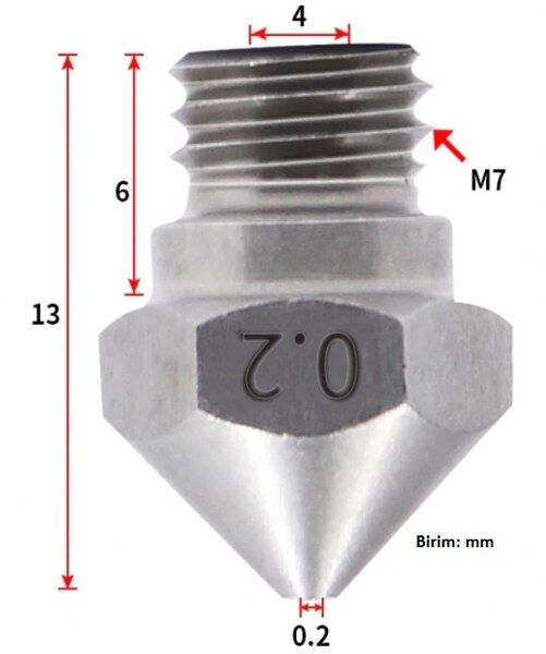 0.2mm Çelik Nozzle MK10-4mm-M7