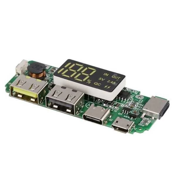 Çift USB 5V 2.4A Ledli Micro Type-C Powerbank Modülü - 1