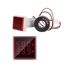 Dijital AC Voltmetre - Ampermetre Kırmızı - Thumbnail