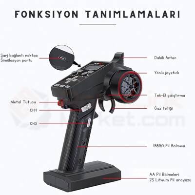 HotRC CT-6A 2.4Ghz 6 Kanal Kumanda ve Alıcı Seti - 3 data-big=