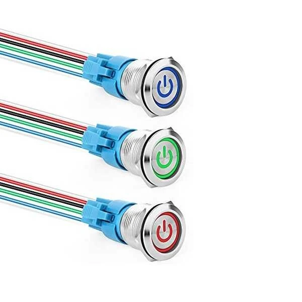 Işıklı Metal Buton Soketi - 12mm - 3