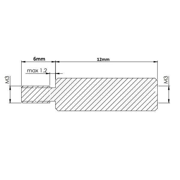 M3x12mm Metal Dişi-Erkek Aralayıcı - (Standoff) - 2