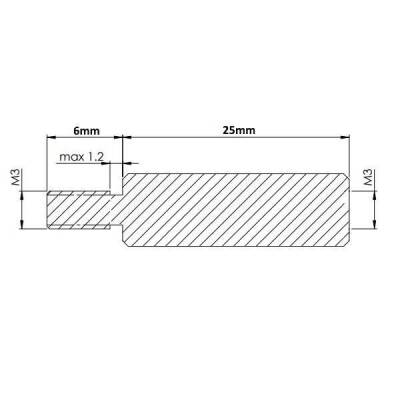 M3x25mm Metal Dişi-Erkek Aralayıcı - (Standoff) - 2 data-big=