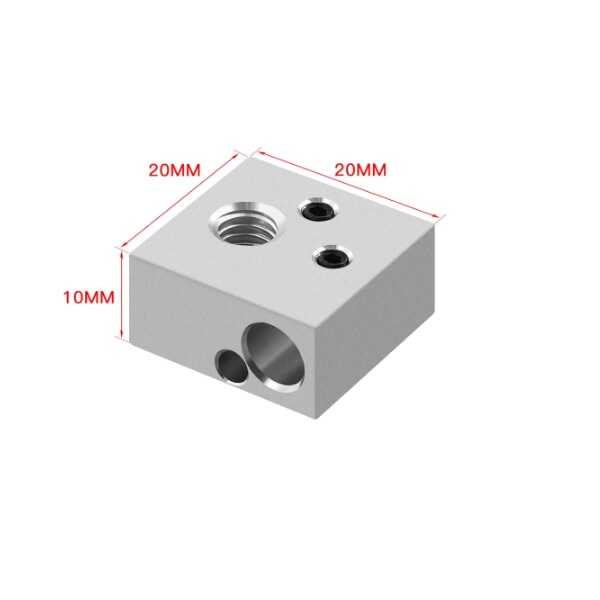 3D Yazıcı Parçaları - MK8 Alüminyum Isıtıcı Blok-20x20x10mm - Tüplü Termistör