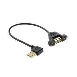 Panel Montajlı USB A Uzatma Kablosu-90°-30cm - Thumbnail