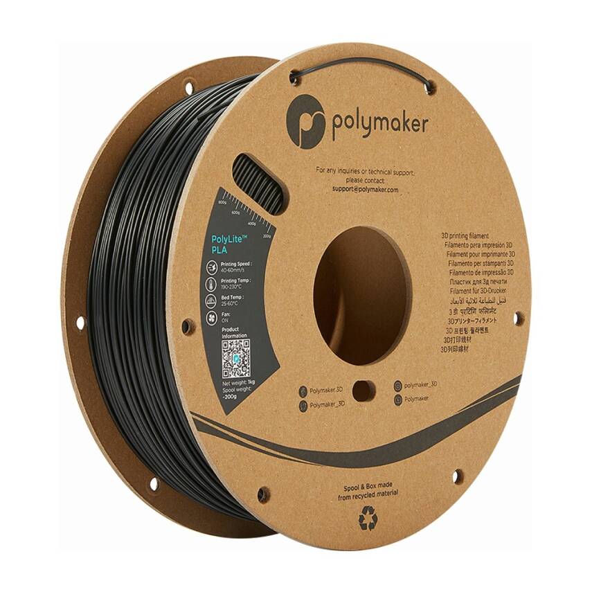 Polymaker PolyLite PLA Filament Siyah - 1
