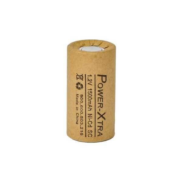 Power-Xtra 1.2V Ni-Cd SC 1500mAh Kağıt Şarjlı Kalem Pil - Başsız - 1