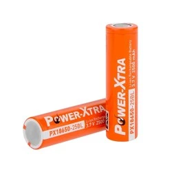 Güç - Batarya - Adaptör - Power-Xtra PX18650-25BL - 3.7V 2500 mAh Li-ion Şarjlı Pil - 3C