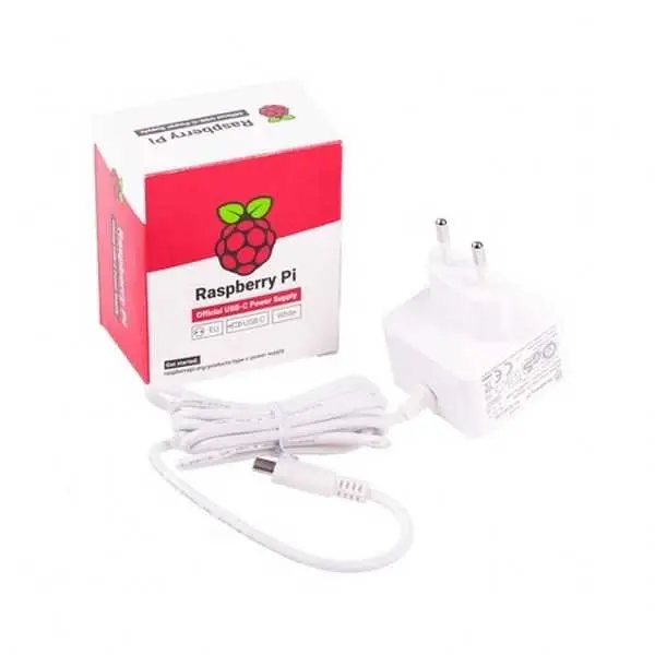Raspberry Pi 4 Lisanslı Güç Adaptörü-5V/3A-Type C-Beyaz - 1
