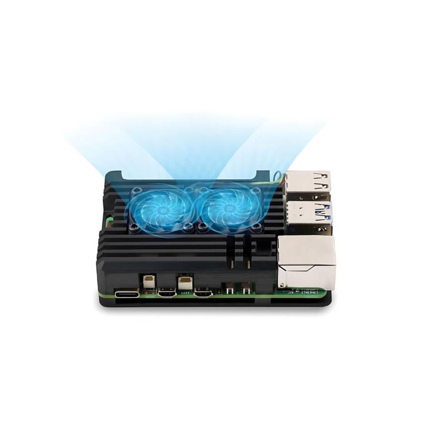 Raspberry Pi 5 Çift Fanlı Alüminyum Kasa - 2
