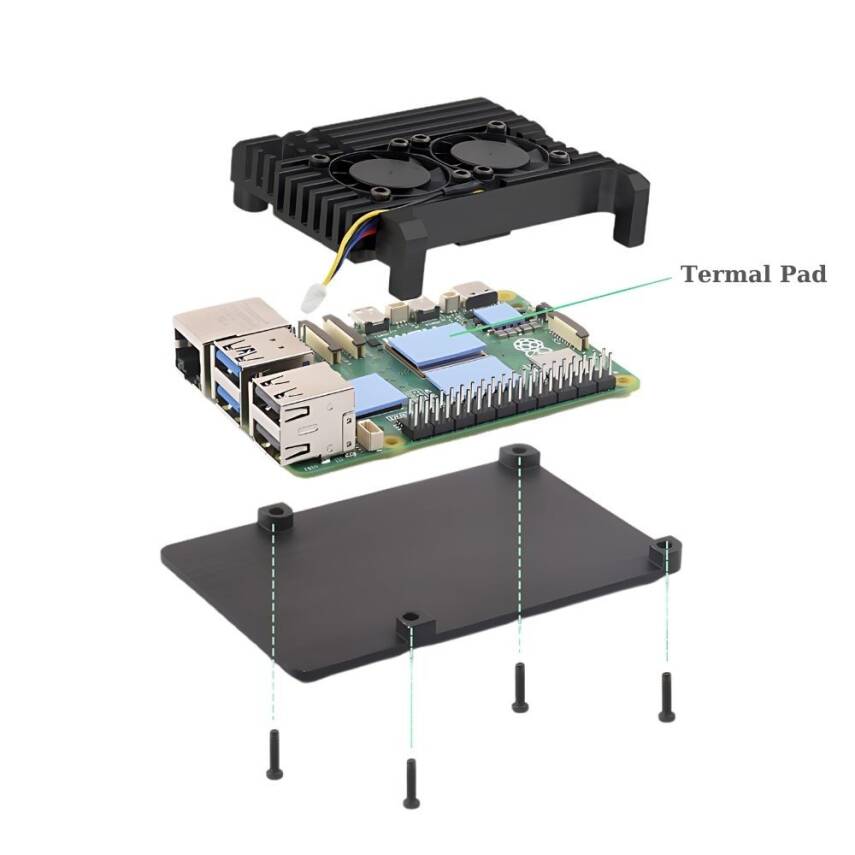Raspberry Pi 5 Çift Fanlı Alüminyum Kasa - 6