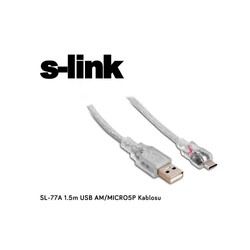 S-link Mikro Usb 1.5M Şeffaf Kablo (SL-77A) - Thumbnail