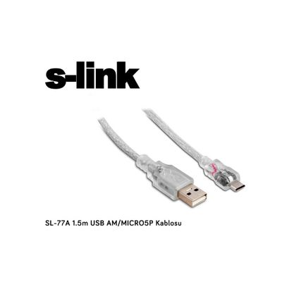 S-link Mikro Usb 1.5M Şeffaf Kablo (SL-77A) - 2