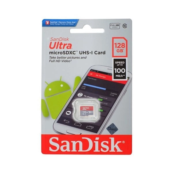 Sandisk Ultra 128Gb Class10 100MB/s MicroSD - Thumbnail