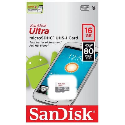 Sandisk Ultra 16Gb Class10 80MB/s MicroSD - 1