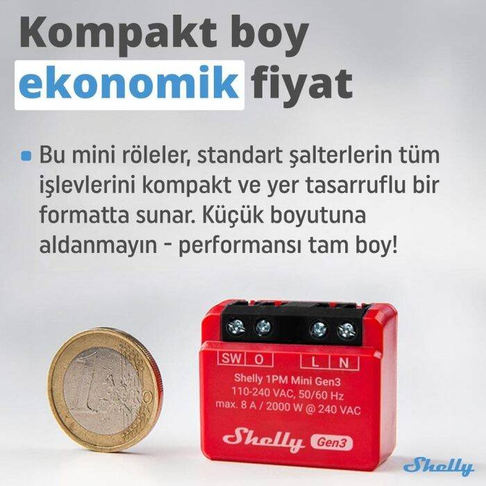 Shelly 1PM Mini Gen3 Enerji Ölçer Röle - 2