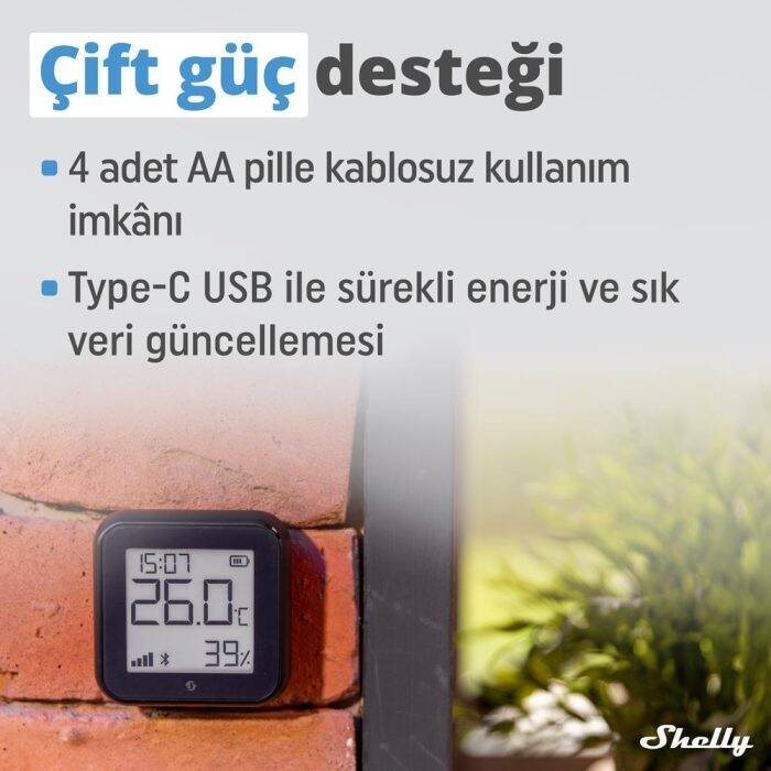 Shelly H&T Gen3 WiFi Sıcaklık ve Nem Sensörü - 3