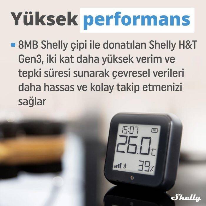 Shelly H&T Gen3 WiFi Sıcaklık ve Nem Sensörü - 5