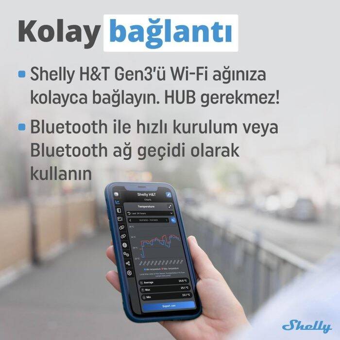 Shelly H&T Gen3 WiFi Sıcaklık ve Nem Sensörü - 6