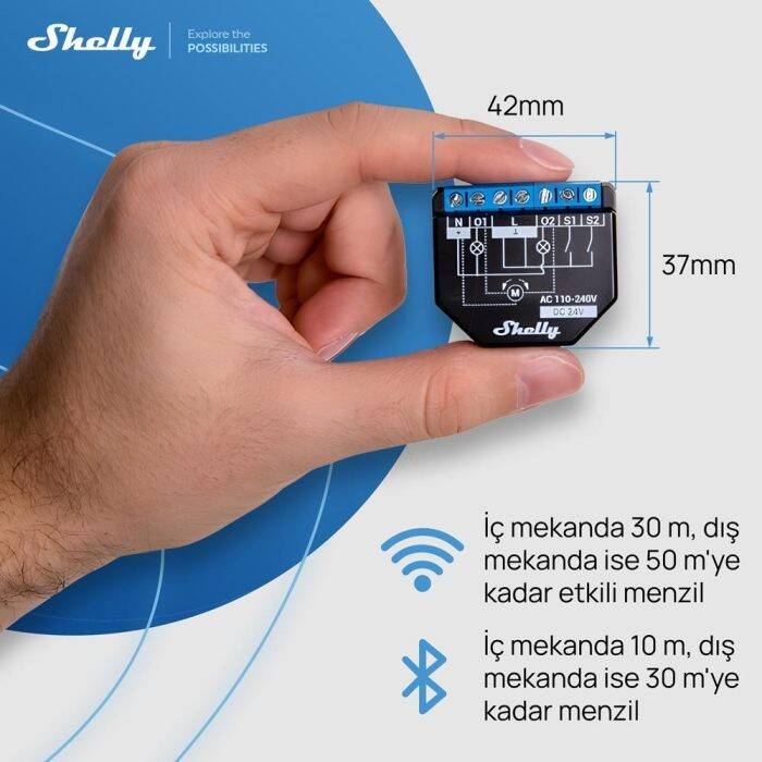 Shelly Plus 2PM Çift Kanal Enerji Ölçer Akıllı Röle - 2