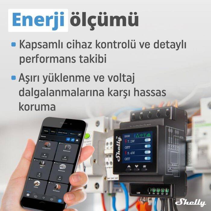 Shelly Pro 4PM Dört Kanal Enerji Ölçer Röle - 6
