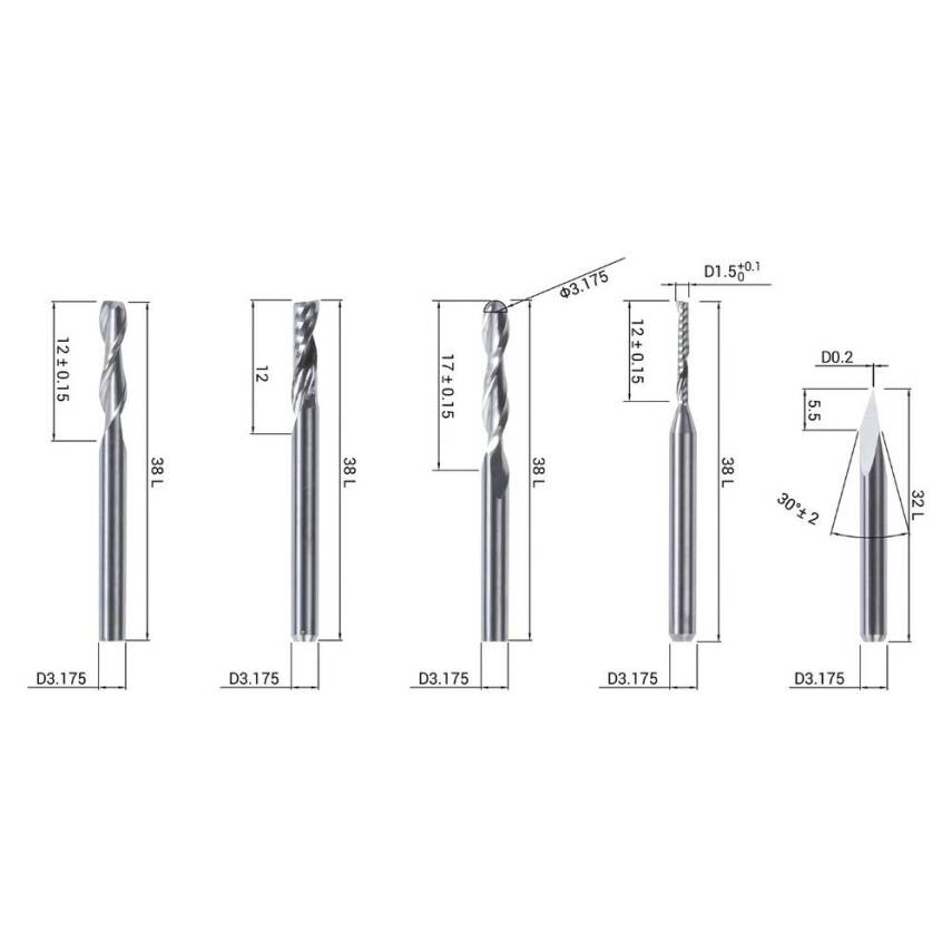 Snapmaker CNC Bits (5 Bits) - 22004 - 3