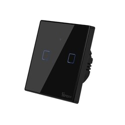 Kablosuz Modüller - Sonoff TX-T3EU2C Dokunmatik 2'li Wifi Işık Anahtarı - Siyah