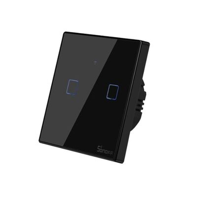Sonoff TX-T3EU2C Dokunmatik 2'li Wifi Işık Anahtarı - Siyah - 1