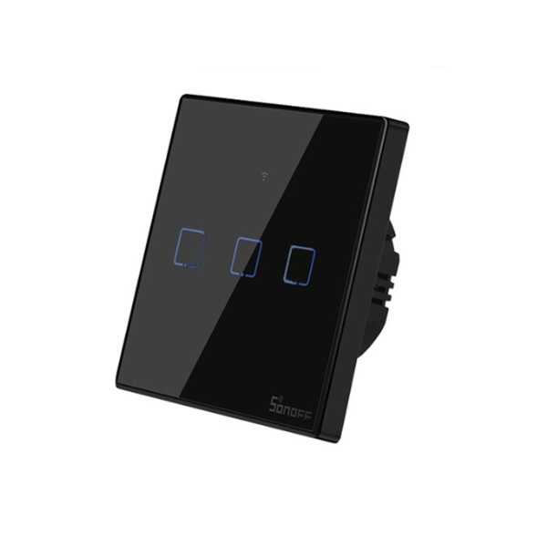 Sonoff Akıllı Ev - IOT - Sonoff TX-T3EU3C Dokunmatik 3'lü Wifi Işık Anahtarı - Siyah