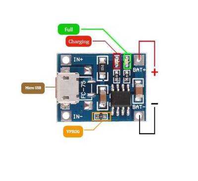 TP4056 1A Lityum Sarj Modülü - Micro USB - 3 data-big=